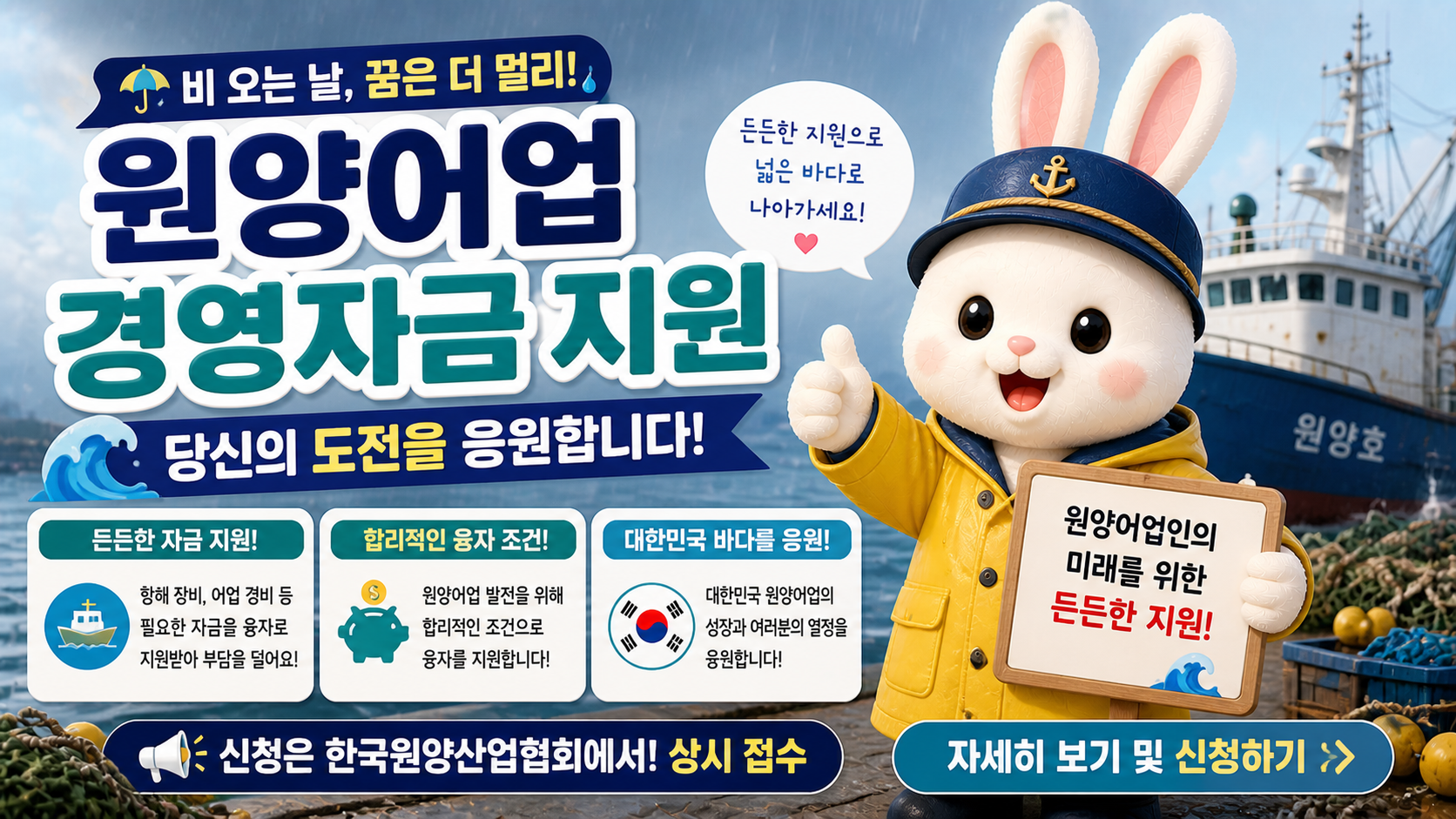 비 오는 날, 원양어업 꿈꾸는 당신을 위한 든든한 지원금 소식! ☔️